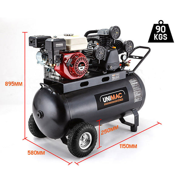 Unimac 8Hp Air Compressor 115Psi 120L Petrol Powered Conditioning Air Compressors