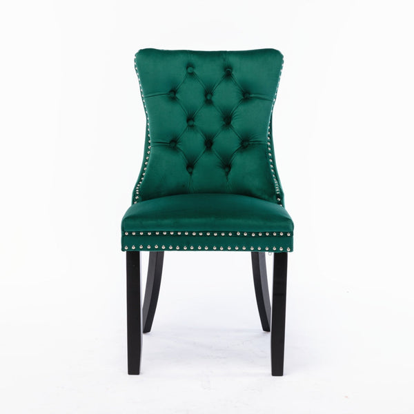 4X Velvet Dining Chairs- Green