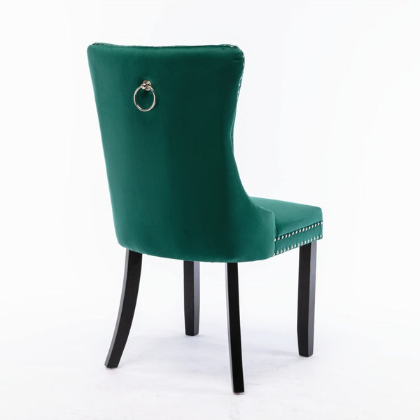 8X Velvet Dining Chairs- Green