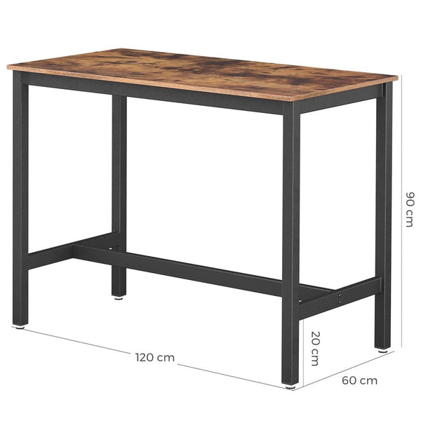 Vasagle Bar Table Industrial Kitchen Dining With Solid Metal Frame For Cocktails Party Cellar Restaurant Living Room Wood Look Lbt91x