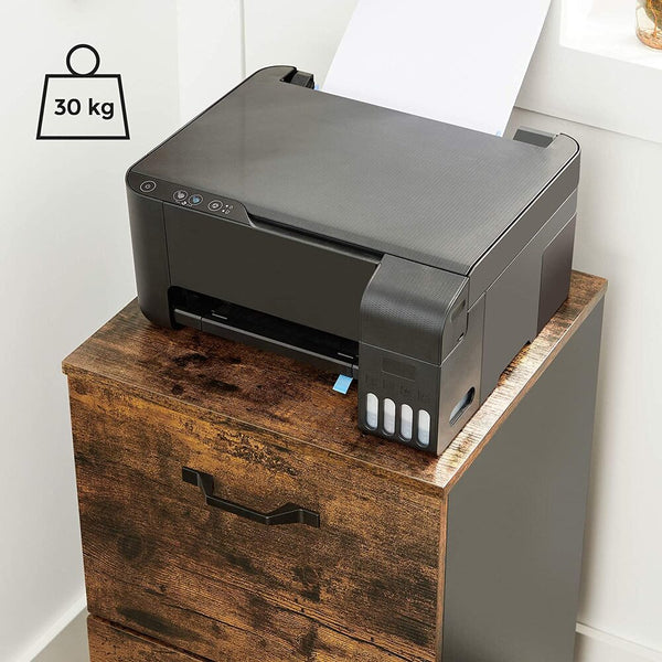 Vasagle File Cabinet With 2 Drawers Rolling Office Filing Wheels Rustic Brown And Black Ofc040b01
