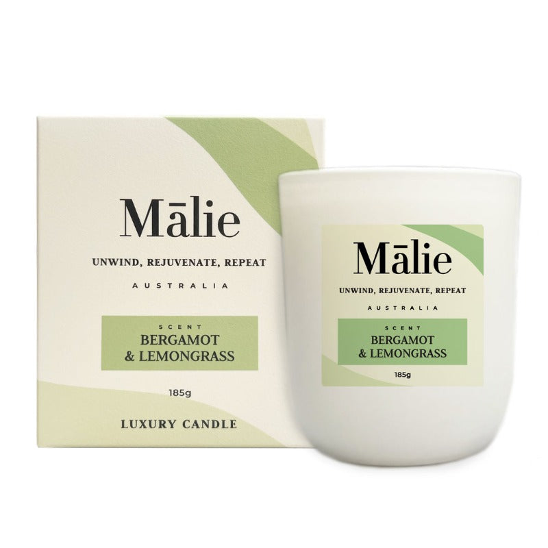 Malie Bergamot & Lemongrass Luxury Soy Candle 185G Candles