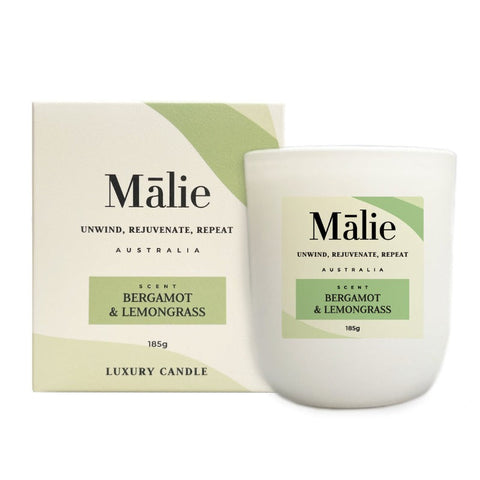 Malie Bergamot & Lemongrass Luxury Soy Candle 185G Candles