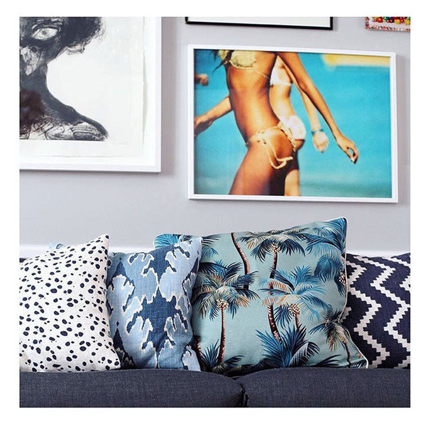 Cushion Cover With Piping Palm Trees Lagoon 60Cm X Cushion Covers