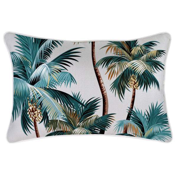 Cushion Cover With Piping Palm Trees White 35Cm X 50Cm Cushion Covers