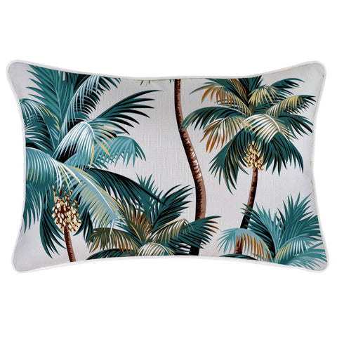 Cushion Cover-With Piping-Palm Trees White-35Cm X 50Cm
