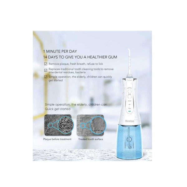 Nicefeel Cordless Oral Teeth Irrigator 320Ml Dental Massage Flosser Rechargeable Air & Water Flossers