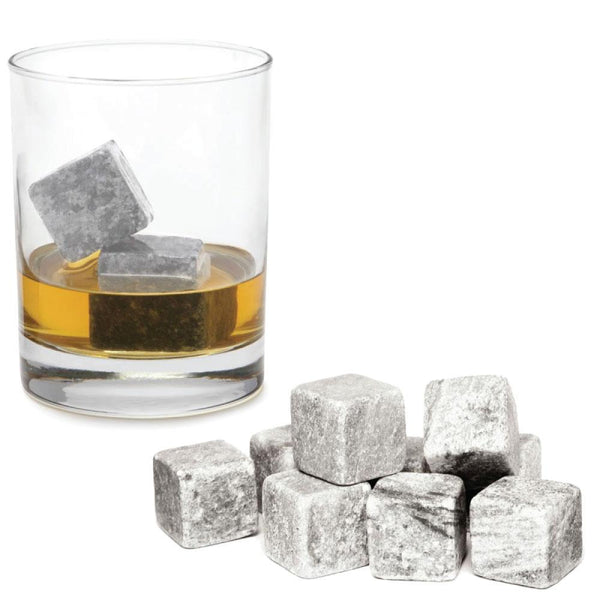 Orku Whiskey Stones Ice Melts 9 Reusable Natural Marble Chilling Rocks Cubes Ice Cubes Trays & Moulds