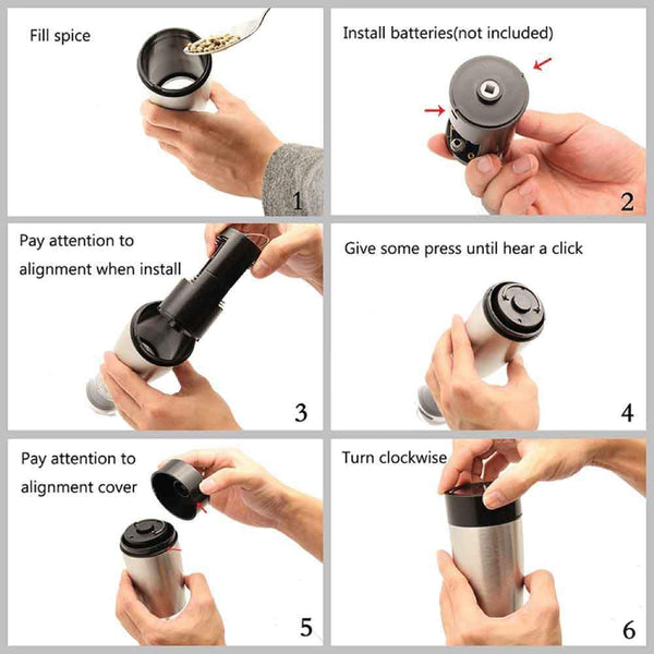 Orku Gravity Salt Pepper Grinder Automatic Twist Shakers Mills Electric Salt & Pepper