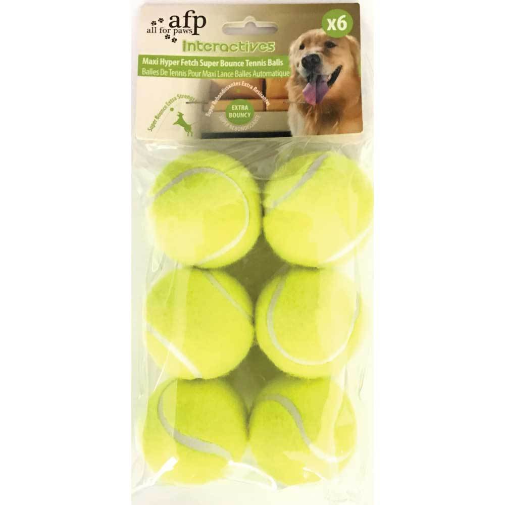 All For Paws 6 Pack Extra Bouncy Dog Fetch Balls Afp Hyper Maxi Super Bounce Tennis Toy Dog Toys