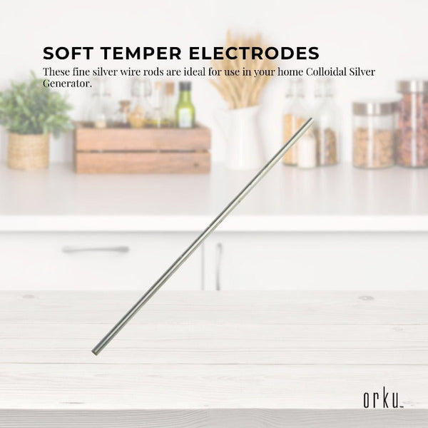 Orku 2X 7" Silver Rods 12 Gauge 99.99% High Purity Fine Soft Wire Colloidal Electrode Other Natural Remedies