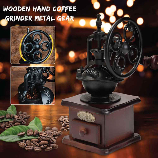 Orku Coffee Bean Grinder Retro Manual Wood Hand Wheel Nut Mill Coffee Grinders