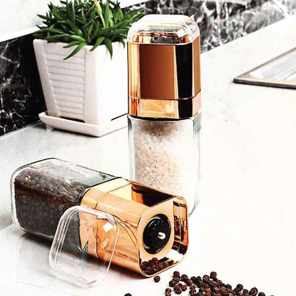 Salt & Pepper Orku Salt And Pepper Grinder 180Ml Glass Design + Rose Gold Bottle Manual Hand Mill