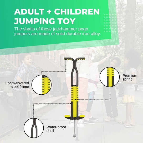 Social Hike Black And Yellow Pogo Stick Adult + Childrens Large Jumping Jackhammer Toy Other Outdoor Toys
