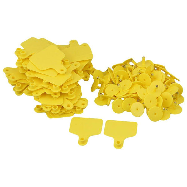 100X Cattle Ear Tags 6X7cm Set Medium Yellow Blank Cow Sheep Livestock Label Livestock Ear Tags
