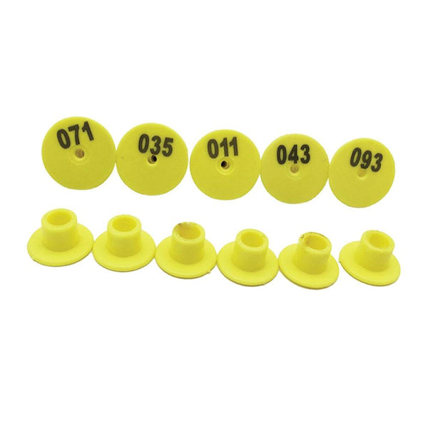 1 100 Cattle Number Ear Tags Set Round Yellow Pig Sheep Goat Livestock Label Livestock Ear Tags