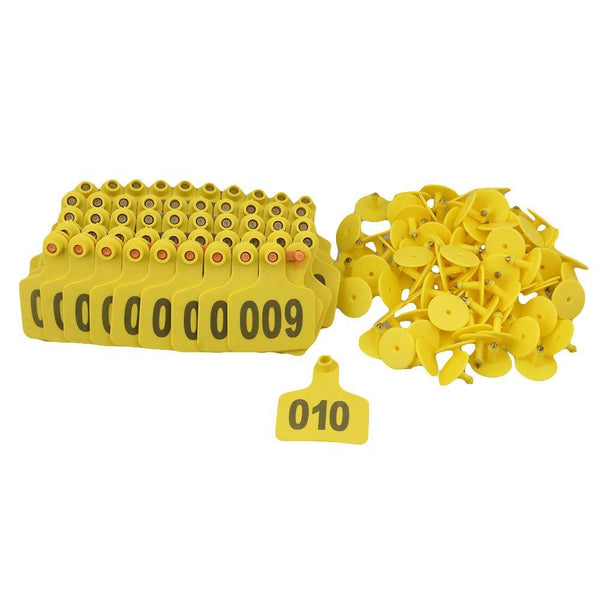 1 100 Cattle Number Ear Tags 5X4cm Set Small Yellow Pig Goat Livestock Label Livestock Ear Tags