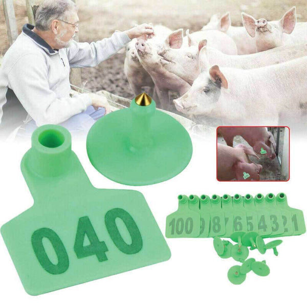 1 100 Cattle Number Ear Tag 6X7cm Set Medium Green Sheep Livestock Label Livestock Ear Tags