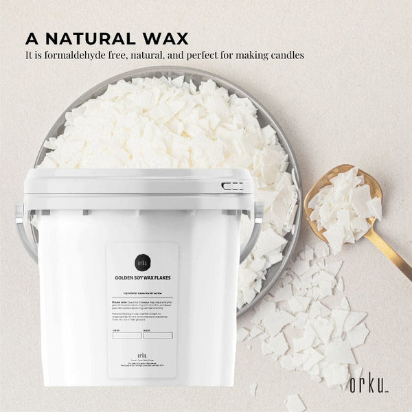 Orku 2Kg Golden 464 Soy Wax Flakes Bucket 100% Pure Natural Diy Candle Melts Chips Candle & Soap Making Kits