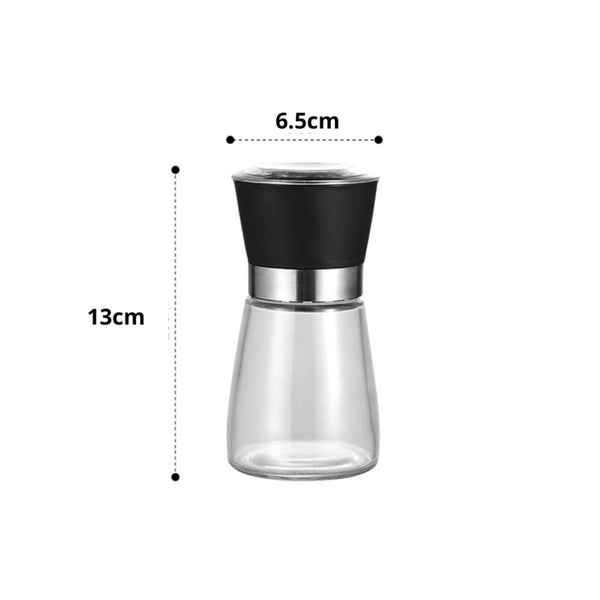 Kitchee 1X 150Ml Glass Salt Or Pepper Grinder 12Cm Ceramic Core Short Mill Salt & Pepper