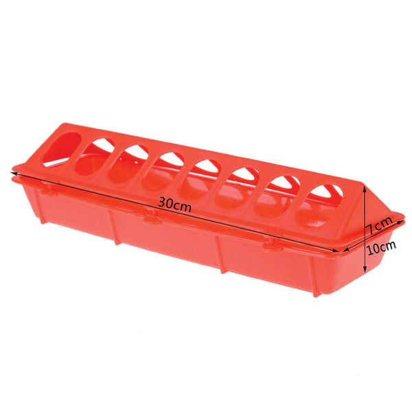 30Cm Long Poultry Feeder Feeding Trough Chicken Red Plastic Flip Top Container Pet Chicken Supplies