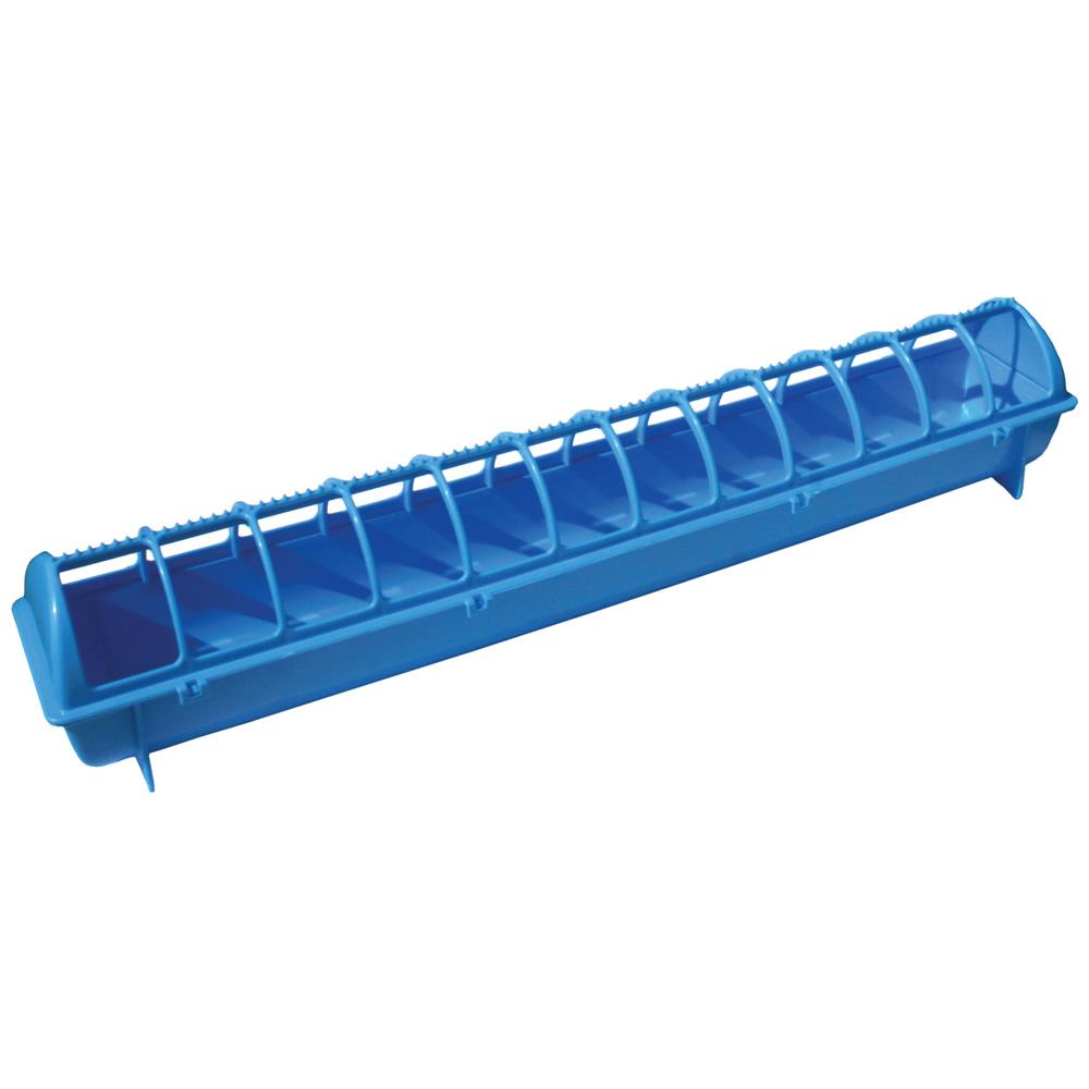 68Cm Long Poultry Feeder Chicken Feeding Trough Blue Plastic Flip Top Container Backyard Poultry Feeders