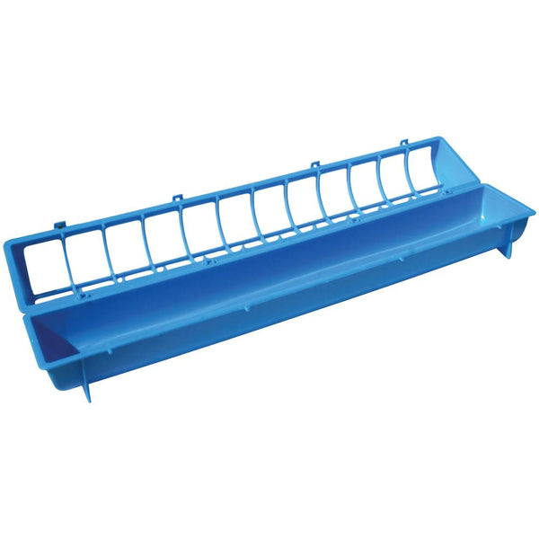 68Cm Long Poultry Feeder Chicken Feeding Trough Blue Plastic Flip Top Container Backyard Poultry Feeders