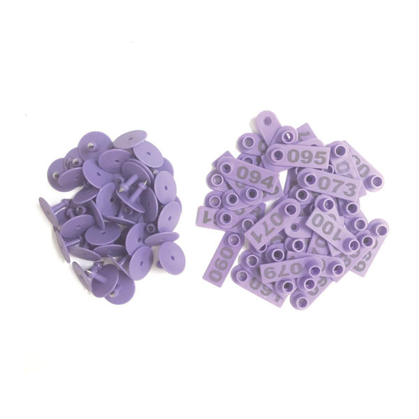 1 100 Cattle Number Ear Tags 5X2cm Purple Cow Sheep Pig Small Livestock Labels Livestock Ear Tags