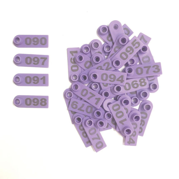 1 100 Cattle Number Ear Tags 5X2cm Purple Cow Sheep Pig Small Livestock Labels Livestock Ear Tags