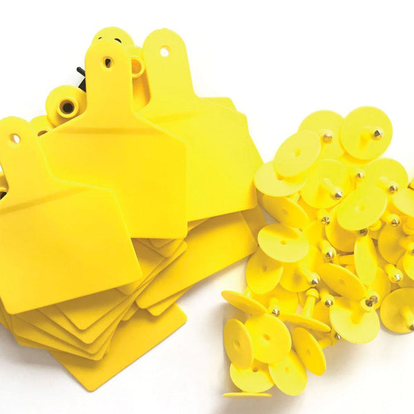 100X Cattle Ear Tags 7.5X10cm Set Xl Yellow Blank Cow Sheep Livestock Labels Livestock Ear Tags