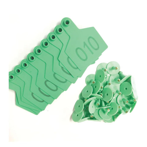 1 100 Cattle Number Ear Tags 7.5X10cm Set Xl Green Cow Sheep Livestock Labels Livestock Ear Tags