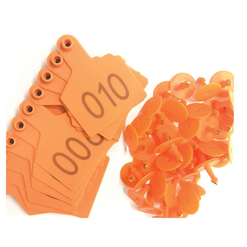 1 100 Cattle Number Ear Tags 7.5X10cm Set Xl Orange Cow Sheep Livestock Labels Livestock Ear Tags