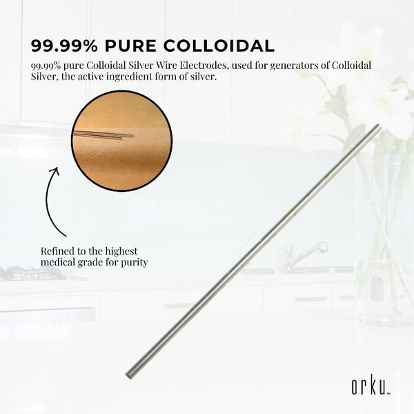 Orku 2X 8" Silver Rods 18 Gauge 99.99% High Purity Fine Soft Wire Colloidal Electrode Other Natural Remedies