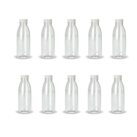 Kitchee 10X 300Ml Pet Juice Bottles + Tamper Evident Caps Empty Plastic Recyclable Clear Food Storage Containers
