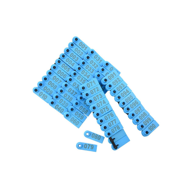 1 100 Cattle Number Ear Tags Set 5X2cm Blue Small Cow Sheep Pig Livestock Label Livestock Ear Tags