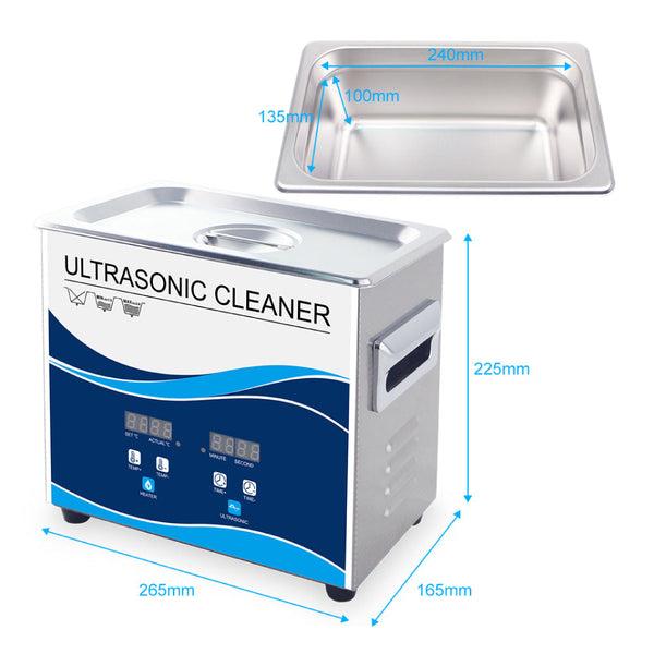 Veile Studios 3.2L Digital Ultrasonic Cleaner Jewelry Sonic Bath Degas Parts Cleaning Cleaners & Polish