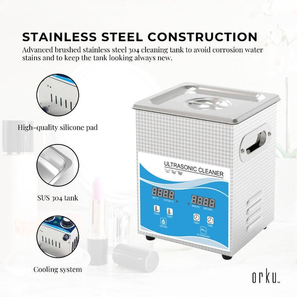 2L Digital Ultrasonic Cleaner Jewelry Sonic Bath Degas Parts Cleaning Cleaners & Polish