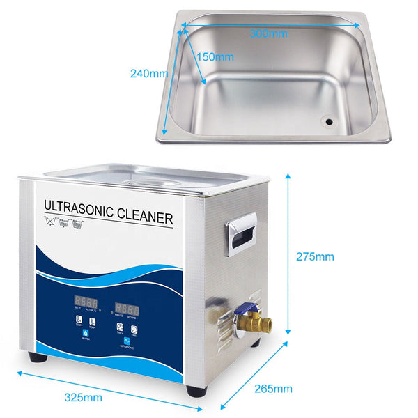 10L Digital Ultrasonic Cleaner Jewelry Sonic Bath Degas Parts Cleaning Cleaners & Polish
