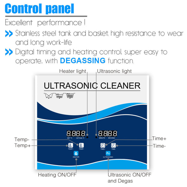 10L Digital Ultrasonic Cleaner Jewelry Sonic Bath Degas Parts Cleaning Cleaners & Polish