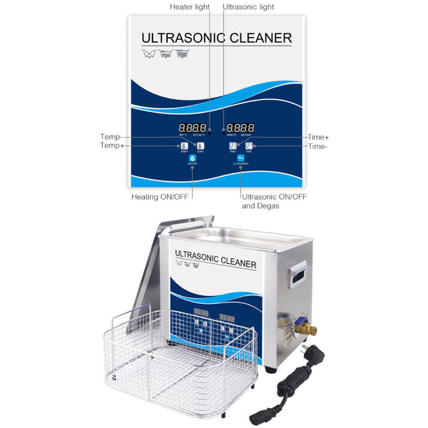 10L Digital Ultrasonic Cleaner Jewelry Sonic Bath Degas Parts Cleaning Cleaners & Polish