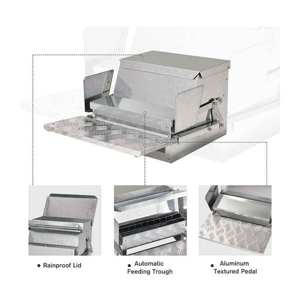 9Kg Automatic Chook Chicken Feeder Poultry Treadle Aluminium Metal Feeders Pet Chicken Supplies