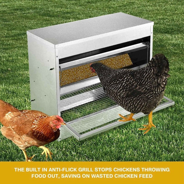 10Kg Automatic Chook Chicken Feeder Poultry Treadle Galvanised Metal Coop