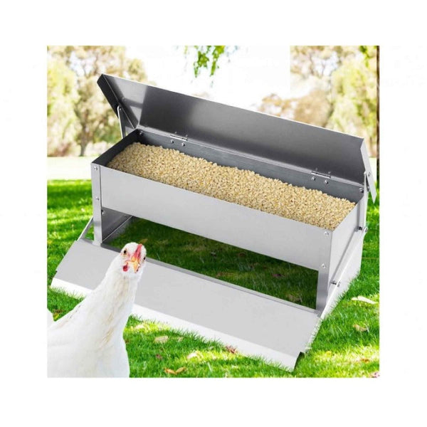 6.5L Automatic Chook Chicken Feeder Poultry Treadle Galvanised Metal Coop Backyard Poultry Feeders