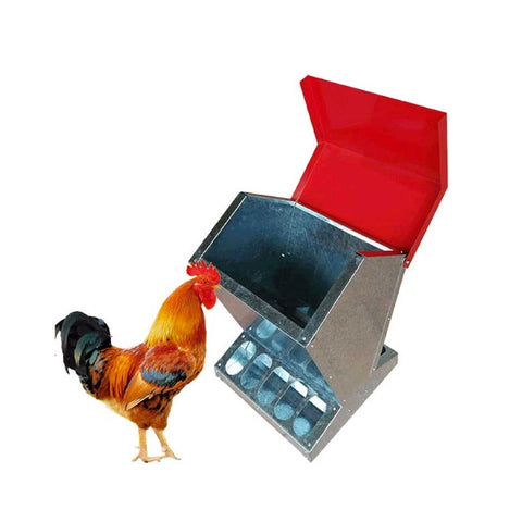 10Kg Automatic Chook Chicken Feeder Poultry Trough Galvanised Metal Feeders