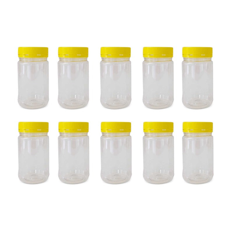 Kitchee 10X 500G Plastic Honey Jars + Lids Round Clear Food Grade Packaging Containers Food Storage Containers