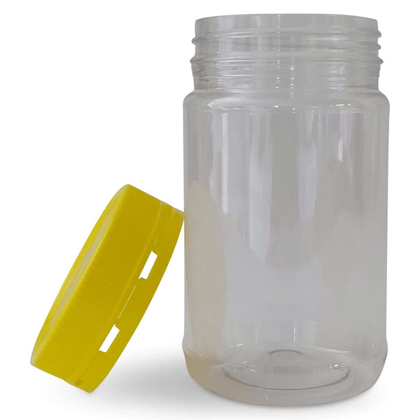 10X 500G Plastic Honey Jars + Lids - Round Clear Food Grade Packaging Containers