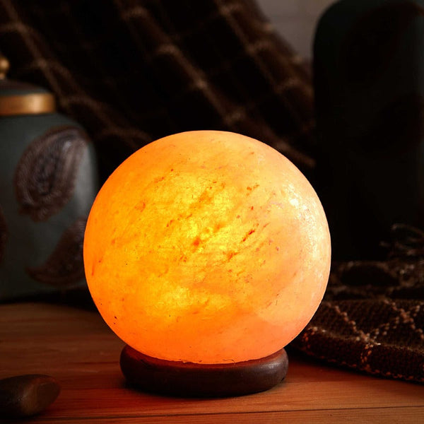 Orku 12V 12W 5" Ball Himalayan Pink Salt Lamp Carved Rock Crystal Light Bulb On/Off Lamps
