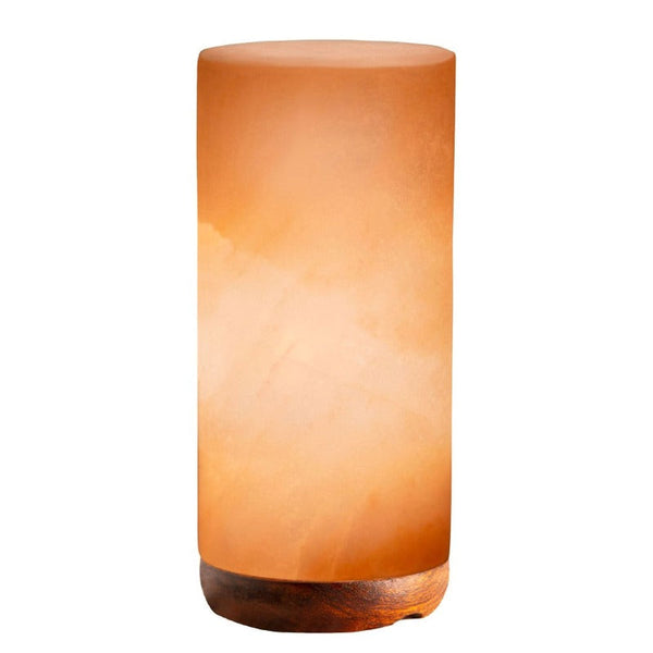 Orku 12V 12W Cylinder Himalayan Pink Salt Lamp Carved Rock Crystal Light Bulb On/Off Lamps