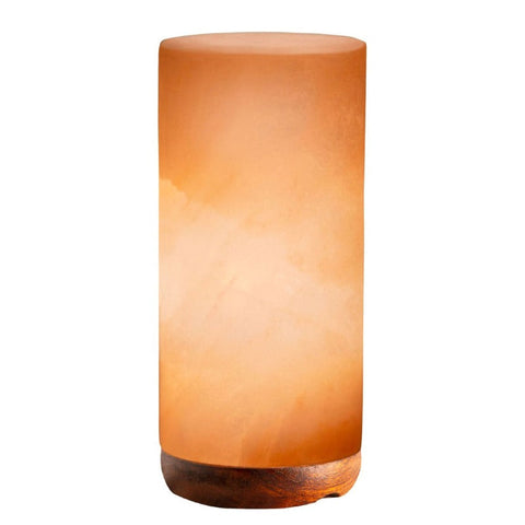 Orku 12V 12W Cylinder Himalayan Pink Salt Lamp Carved Rock Crystal Light Bulb On/Off Lamps