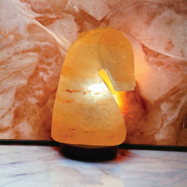 Orku 12V 12W Horse Himalayan Pink Salt Lamp Carved Knight Rock Crystal Light Bulb On/Off Lamps